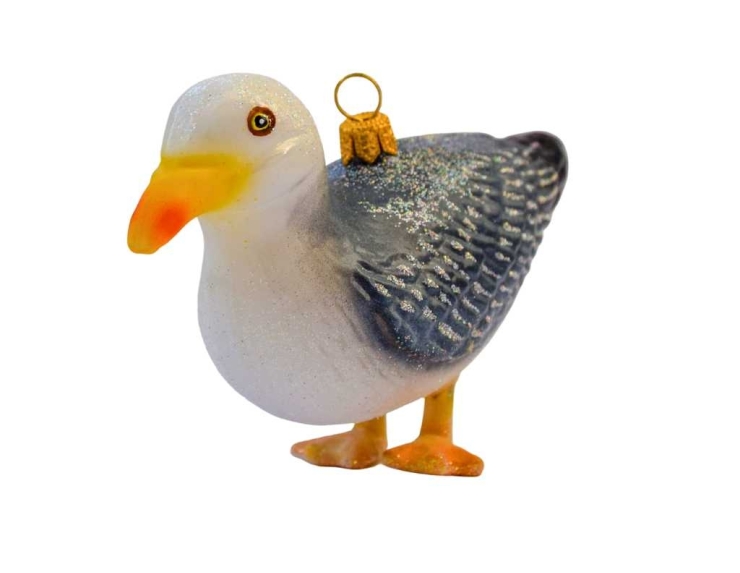 Boule de Noël mouette verre soufflé H 8cm