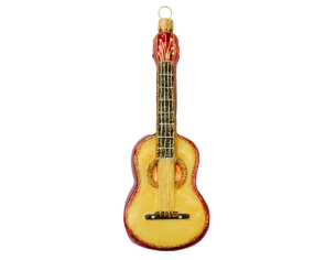 Boule de Noël guitare verre soufflé H 15cm