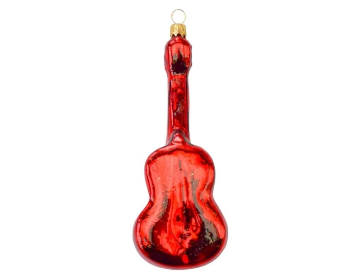 Boule de Noël guitare verre soufflé H 15cm