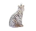 See slide Boule de Noël originale tigre blanc, rayures noires en verre soufflé H 12cm