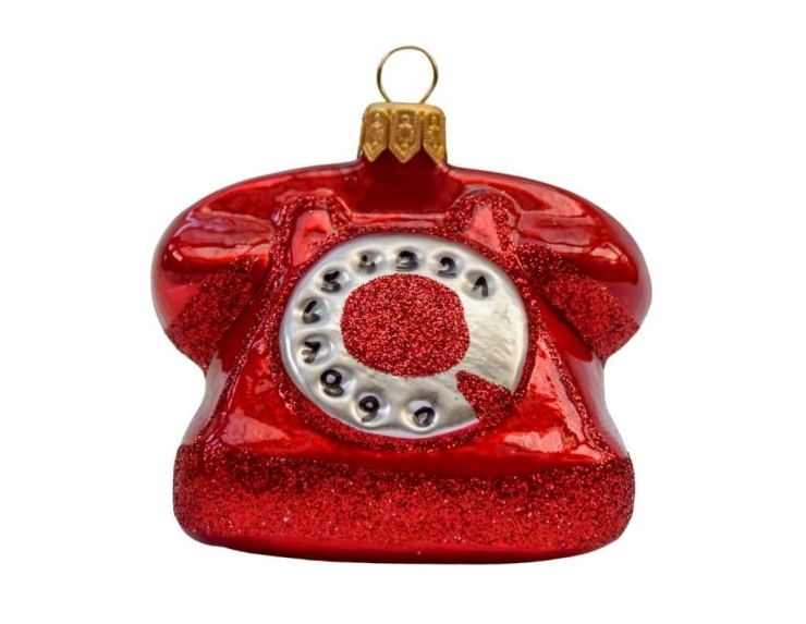 Boule de Noël téléphone rouge H 8cm