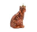 See slide Boule de Noël originale tigre en verre soufflé. Hauteur 12cm.