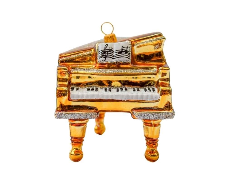 Boule de Noël originale piano doré verre soufflé H 9cm