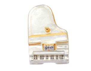 Boule de Noël piano blanc verre soufflé H 9cm