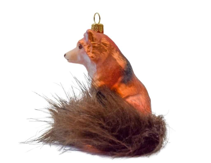 Boule de noël renard roux verre soufflé H 11cm