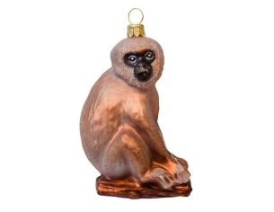 Boule de Noël artisanale singe verre soufflé H 8cm