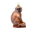 Voir la slide Suspension Noël verre soufflé singe brun assis branche visage sombre reflets cuivrés peint à la main H8cm