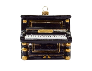 Boule de Noël originale piano noir verre soufflé H 10cm