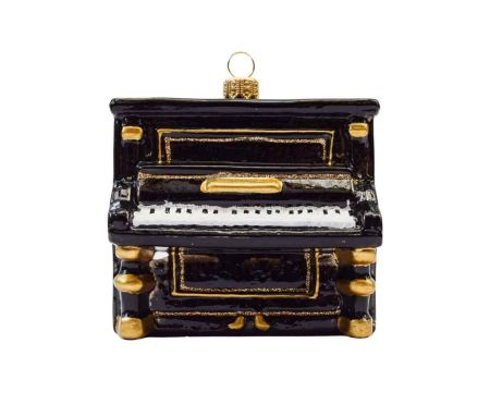 Boule de Noël originale piano noir verre soufflé H 10cm