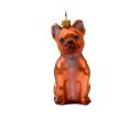 Voir la slide Boule de noël chien bulldog français fauve verre H 10cm