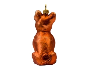 Boule de noël chien bulldog français fauve verre H 10cm