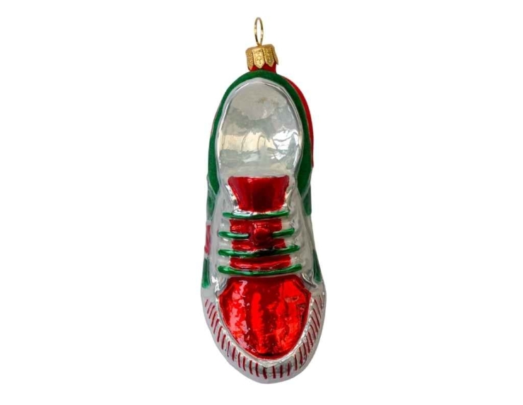Boule Noël originale chaussure verre soufflé H 10cm