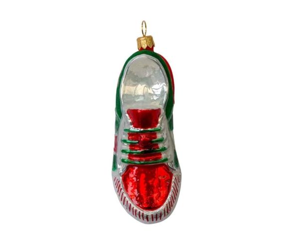 Boule Noël originale chaussure verre soufflé H 10cm