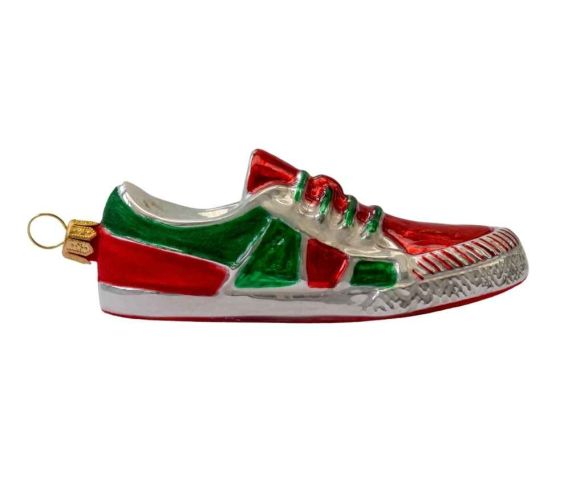 Boule Noël originale chaussure verre soufflé H 10cm