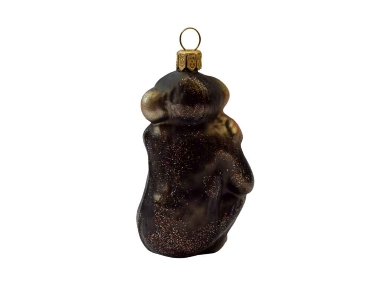 Boule de Noël artisanale chimpanzé verre soufflé H 6cm
