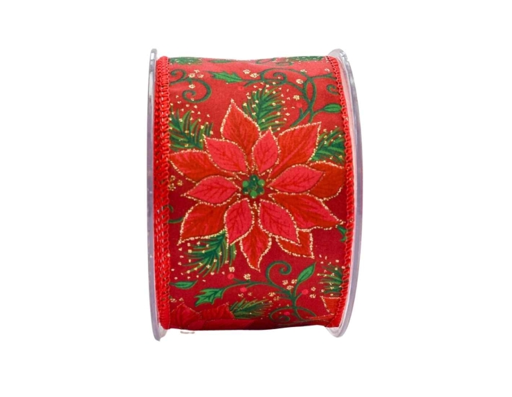 Ruban de Noël rouge Poinsettia 9 P Ruban de Noël rouge Poinsettia 9 P
