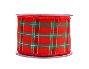 Large ruban de Noël rouge et vert au motif "tartan" Large ruban de Noël rouge et vert au motif "tartan"