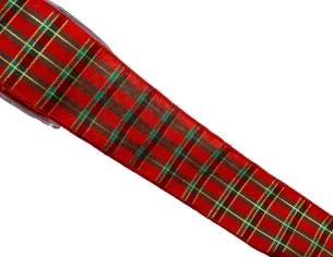 Large ruban de Noël rouge et vert au motif "tartan" Large ruban de Noël rouge et vert au motif "tartan"