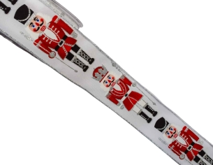 Ruban de Noël blanc casse-noisette rouge argent 9M
