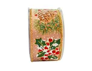 Ruban de Noël pommes de pin 9M