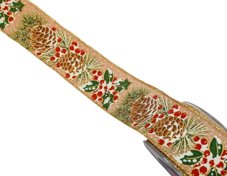Ruban de Noël pommes de pin 9M