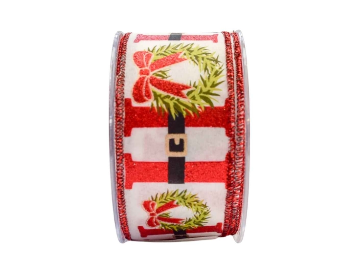 Ruban de Noël blanc HoHoHo couronne 9M