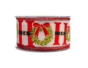 Ruban de Noël blanc HoHoHo couronne 9M