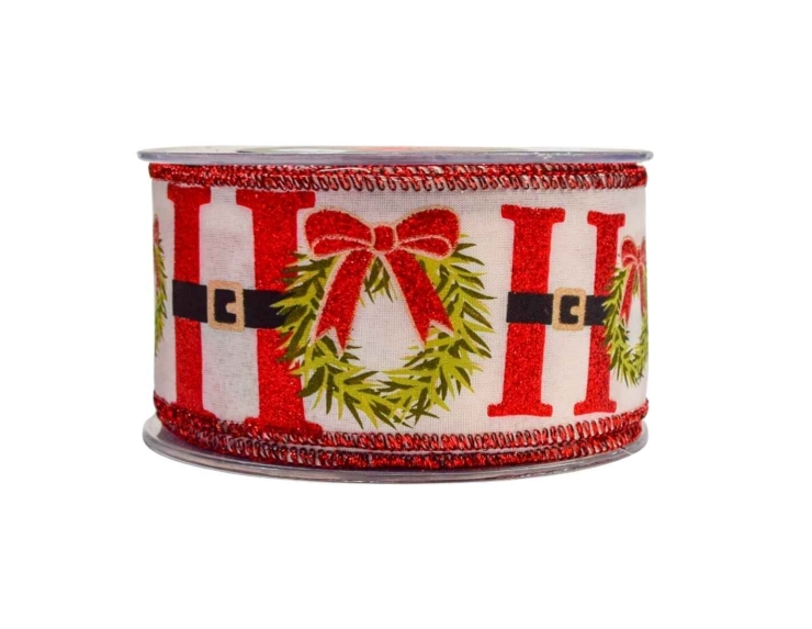 Ruban de Noël blanc HoHoHo couronne 9M
