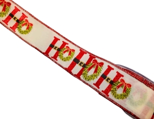 Ruban de Noël blanc HoHoHo couronne 9M
