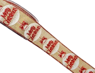 Ruban de Noël toile de jute boule de Noël rouge 9M