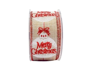 Ruban de Noël toile de jute boule de Noël rouge 9M