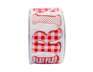 Ruban de Noël blanc Merry Christmas rouge 9M