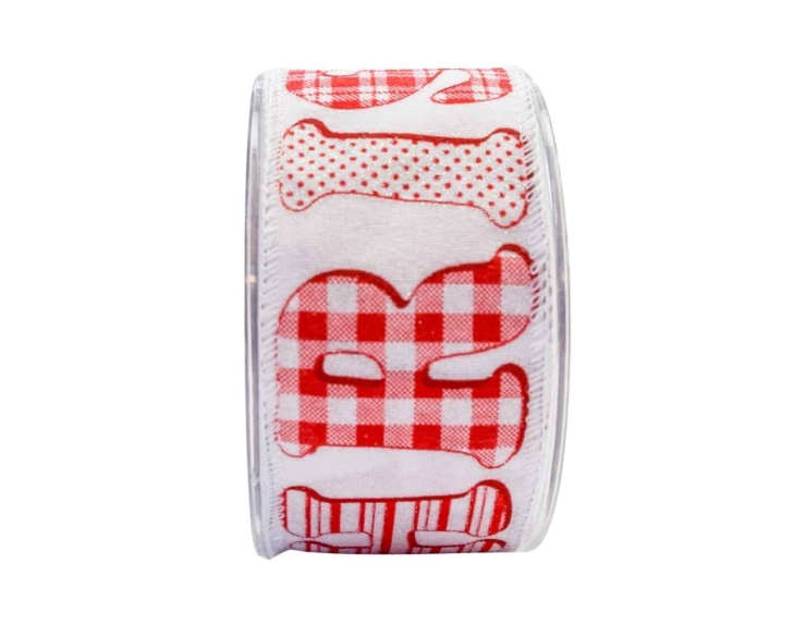 Ruban de Noël blanc Merry Christmas rouge 9M