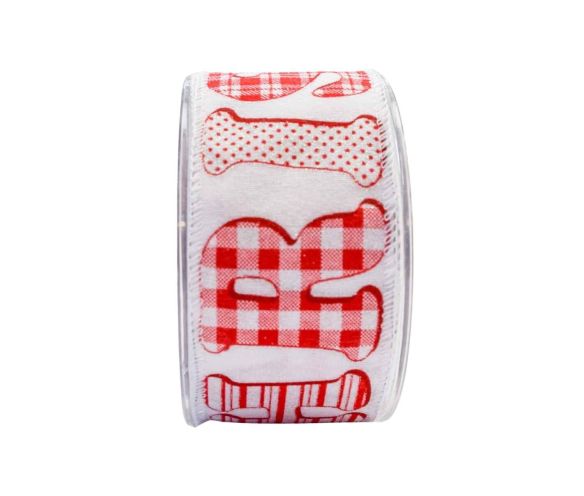 Ruban de Noël blanc Merry Christmas rouge 9M