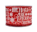 Voir la slide Ruban Noël fond rouge brillant paillетé inscriptions blanches Holidays Be Merry Christmas flocons étoiles fil de fer 7cm 9M
