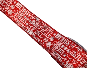 Ruban de Noël rouge snow time 9M