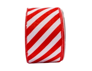 Ruban de Noël blanc rouge ligné velours 9M Ruban de Noël blanc rouge ligné velours 9M