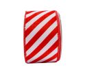 Voir la slide Ruban Noël velours rayures diagonales rouge blanc fil de fer bord 7cm 9M