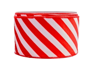 Ruban de Noël blanc rouge ligné velours 9M Ruban de Noël blanc rouge ligné velours 9M