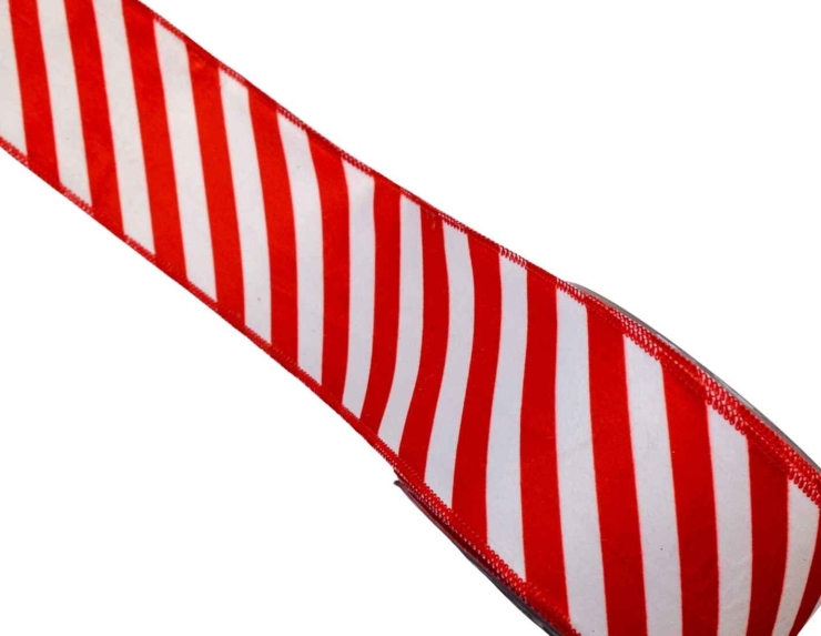 Ruban de Noël blanc rouge ligné velours 9M Ruban de Noël blanc rouge ligné velours 9M