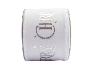 Ruban de Noël blanc argenté Merry Christmas velours 9M Ruban de Noël blanc argenté Merry Christmas velours 9M