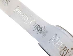 Ruban de Noël blanc argenté Merry Christmas velours 9M Ruban de Noël blanc argenté Merry Christmas velours 9M