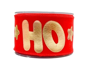 Ruban de Noël rouge velours HoHoHo 9M