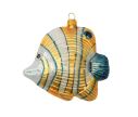 Voir la slide Boule de Noël poisson jaune blanc verre soufflé H 10cm