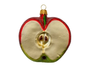 Boule de Noël demi pomme verre soufflé H10cm