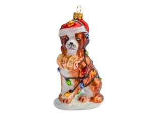 Boule de Noël chien Saint Bernard verre soufflé