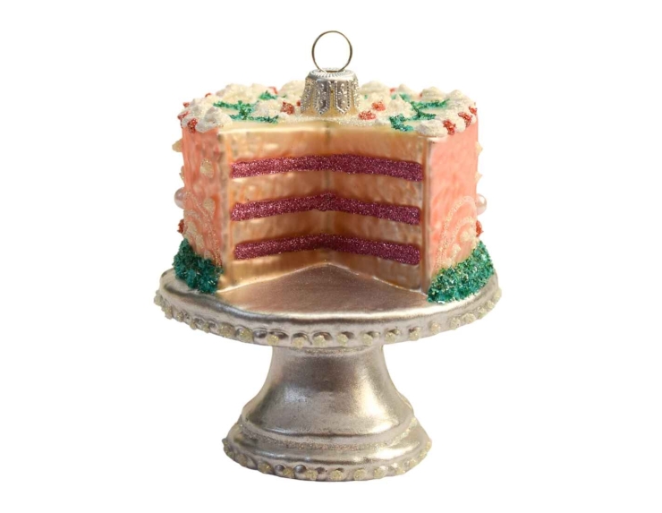 Boule de Noël gâteau verre soufflé H9cm