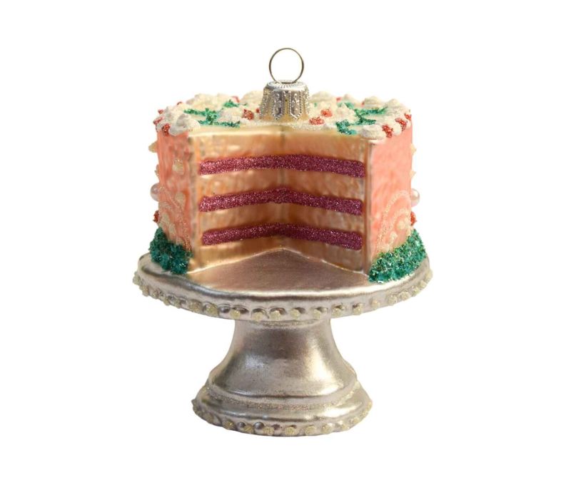 Boule de Noël gâteau verre soufflé H9cm