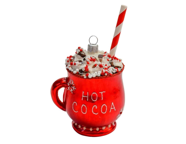 Suspension de Noël chocolat chaud verre soufflé H13cm