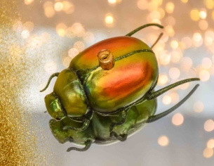 Boule de Noël scarabée verre soufflé H8cm